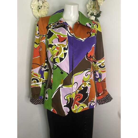 VTG Dana Buchman Size 4 Blazer Jacket Multi Color Abstract Pattern Lined USA EUC - Picture 7 of 16